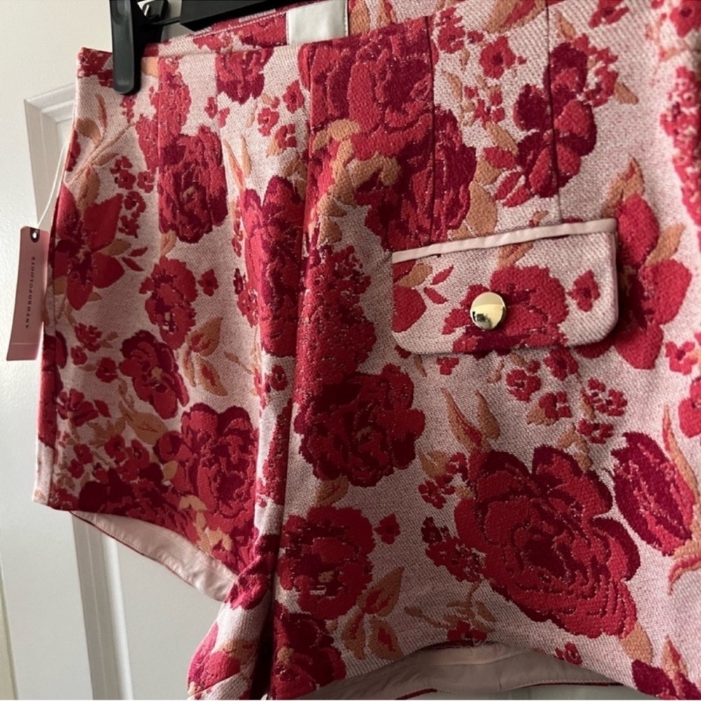 New Maeve Floral Jacquard Mini Shorts in Pink size 4 - Picture 6 of 10